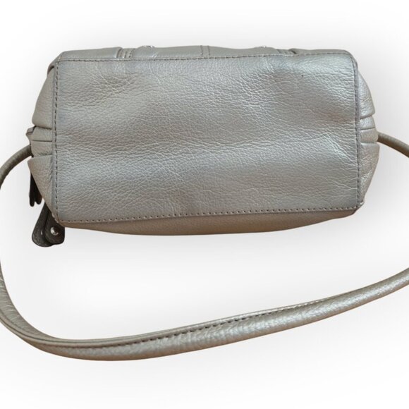 Tignanello Metallic Gray Pebbled Leather 3 Compartment Crossbody Bag - Picture 5 of 8